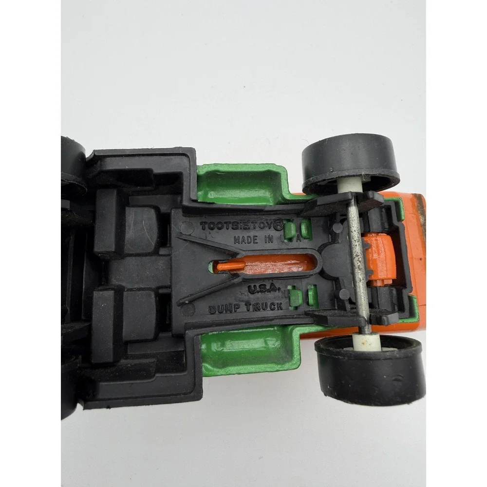 Tootsietoy Green Orange Dump Truck Diecast Toy Mini Construction Vehicle USA